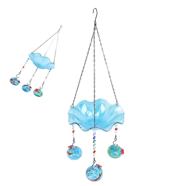 Hanging Bird Bath Feeder, Efficient Fade Resistant Hanging Solar Bird Bath Fountain for Garden