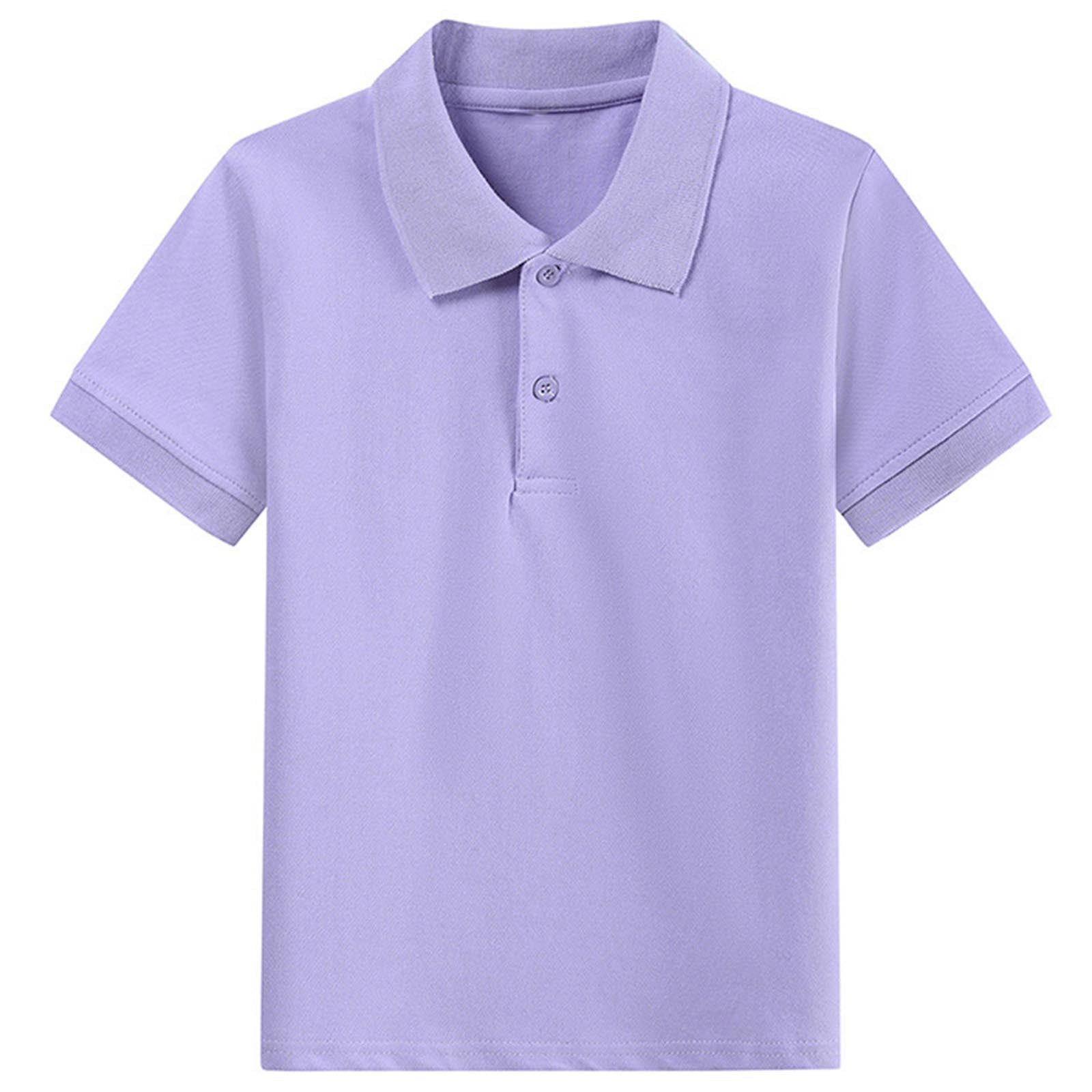 Annhoo Polos d'Été pour Filles à Manches Courtes, Col Rabattu, Boutons, Coton, Tennis, Uni, Décontracté, Tunique Basique, 2 à 15 Ans