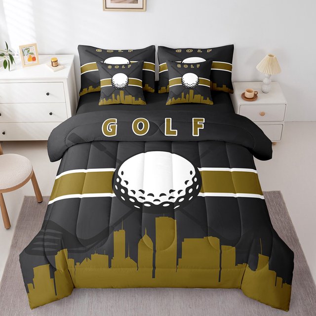 Ensemble de couette de jeu pour adolescents YST, thème sportif, 7 pièces, golf, reine