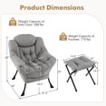 thumbnail image 3 of Costway Fauteuil de Repos Fauteuil d'Appoint de Détente avec Repose-Pieds Pliant et Pochette de Rangement Gris, 3 of 10