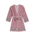 thumbnail image 2 of Gift TIMIFIS Pinks Women Fleece Robe Short Plush Robes for Womens With Hood Soft Warm Spa Bathrobe Soft Fuzzy Bathrobe Spa Robe Winter Warm Pajamas Shower NightgownHot !, 2 of 6