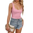 thumbnail image 4 of Faithtur Women's Summer Short Knit Vest Solid Color Sleeveless Backless Square Neck Crop Tops, 4 of 7