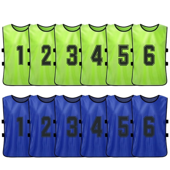 12 Pcs Chasubles de Soccer pour Adultes à Séchage Rapide Maillots d'Équipe de Soccer Sports Match d'Entraînement d'Équipe de Soccer Bavoirs Numérotés Gilet de Sport d'Entraînement