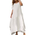 thumbnail image 1 of Pompotops Women's Summer Short Sleeve Solid Color Soft Comfortable Long Dress On Sale, 1 of 6