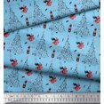 thumbnail image 2 of Soimoi Blue Modal Satin Fabric Champagne,Glass & Tree Christmas Decor Fabric Printed Yard 42 Inch Wide, 2 of 3