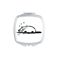 thumbnail image 1 of Curly Heavy Cat Sle Line Square Mirror Portable Compact Pocket Makeup Double Sided Glass, 1 of 3