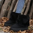 thumbnail image 4 of Bottes de Neige Mi-Mollet à Revers Duveteux pour Femmes 2025 Mode en Suède Bout Rond Plateforme Plates Talon Bas Bottines Courtes d'Hiver, 4 of 6