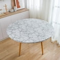 thumbnail image 4 of Fitted Round Vinyl Tablecloth with Flannel Backing and Elastic Edge, Waterproof Table Protector for Dining Room Table, 4 of 7