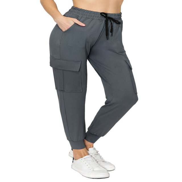 CHOK Pantalon Cargo Jogger Décontracté Super Doux pour Femmes Noir G