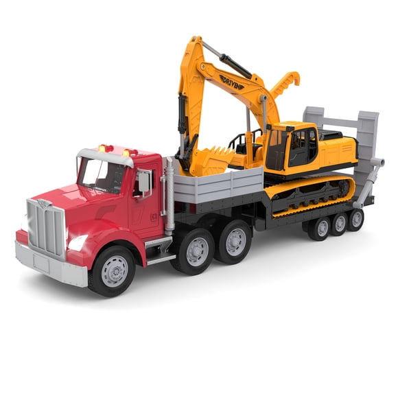 DRIVEN by Battat Jumbo Carrier Truck, 27 inches Large Red Toy Construction Vehicle