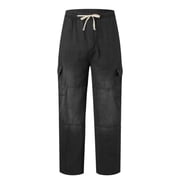 Ketyyh-chn99 Mens Jeans Regular Fit 2024 Relaxed Boot Jean Loose fit Pants Shorts Mens Fashionable Casual Straight Tube Loose Wide Foot Work Clothes Jeans Black,S