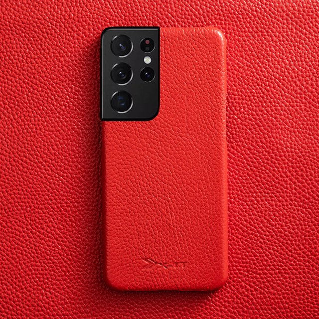 Genuine Leather Case for Samsung Fashion Leather Shell, Red S20