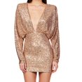 thumbnail image 4 of Pisexur Robes pour Femmes Robe de Cocktail à Col en V Profond Robe de Soirée à Paillettes de Mode Robe de Boîte de Nuit de Fête Tunique Dos Ouvert Robes de Retour à la Maison Robe Élégante pour Invitée de Mariage Robe Midi, 4 of 6