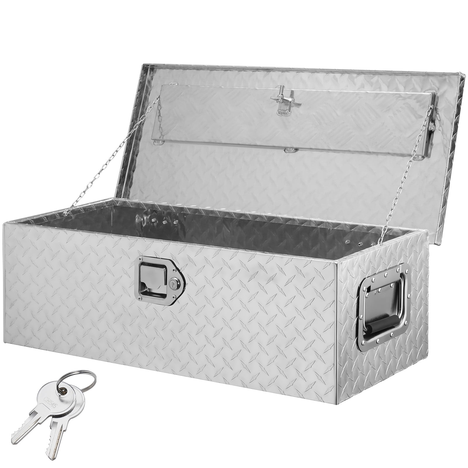 VEVOR Heavy Duty Aluminum Truck Bed Tool Box, Diamond Plate Tool Box with Side Handle and Lock Keys, Storage Tool Box Chest Box Organizer