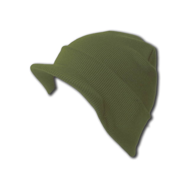Cuff Beanie Visor Skull Cap Hat Beanie - Olive