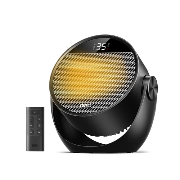 DREO Chauffages d'Appoint pour l'Intérieur, Inclinaison Réglable de 60°, Chauffage Électrique de 11,5 Pi/s avec Thermostat, 8 Protections de Sécurité, 3 Niveaux de Chaleur et 3 Niveaux de Ventilateur, Rem