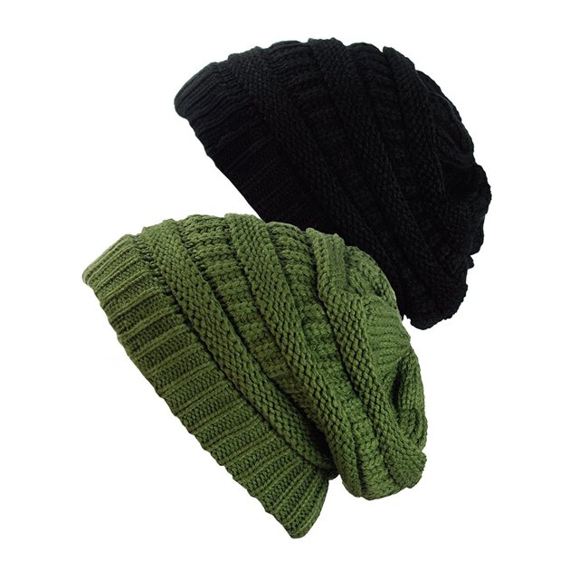 Tuque Tricotée pour Femmes (Lot de 2), Noir/olive