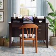thumbnail image 3 of Costway Computer Desk PC Laptop Writing Table Workstation Student Study Furniture Brown, 3 of 10
