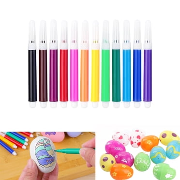 Tool Series 12 Pcs Tip Pen Easter Eggs Painting Kit For Paper Pottery Stones Backpacks Glass Eggs Fabrics Handicrafts Cards For Kids DIY Design Easter Decoration(12 Color)12ml