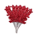 thumbnail image 2 of Red Berry Pick Holly Branch Wreath Tree Hanging Decoration Fake Flowers In Vase, 2 of 8