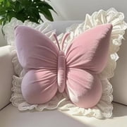 Werulen Butterfly Velvet Throw Pillow, Decorative Cushion Sofa Bed, Cute Lumbar Support Pillow, Soft Butterfly Home Accent, Velvet Comfort Cushion