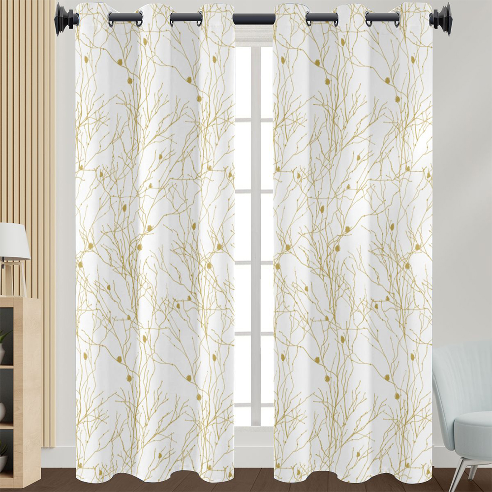 Innerwin Curtain Floral Window Drape Blackout Eyelet Top Panel Grommet Modern Home Decor Light Filtering Style 10 W:43"x H:63"