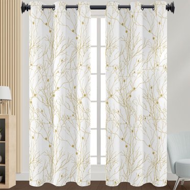 Innerwin Rideau Floral pour Fenêtre, Draperie Occultante à Oeillets, Panneau Supérieur à Oeillets, Déco Maison Moderne, Style Filtrant la Lumière 10 L:43 Pouces X H:85 Pouces