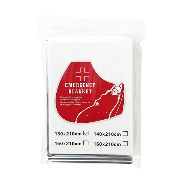 Emergency Blanket Kit Camping Survival Thermal Mylar Blanket, Lightweight Compact Emergency Gear for Hiking Outdoors, Windproof Waterproof Blanket for First Aid Rescue, A First Aid Blanket