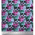 thumbnail image 1 of Soimoi Poly Georgette Fabric Skull Halloween Print Sewing Fabric Yard 42 Inch Wide, 1 of 3