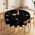 thumbnail image 4 of Cartoon Space Round Tablecloth, Outer Space Universe Planets Comets Constellations and Stars Print Table Cloth for Kitchen Dinning Parties Holiday 60x60in, 4 of 5