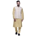 thumbnail image 1 of Atasi Solid Kurta Pajama & Printed Nehru Jacket Set For Mens Party Wear, 1 of 3