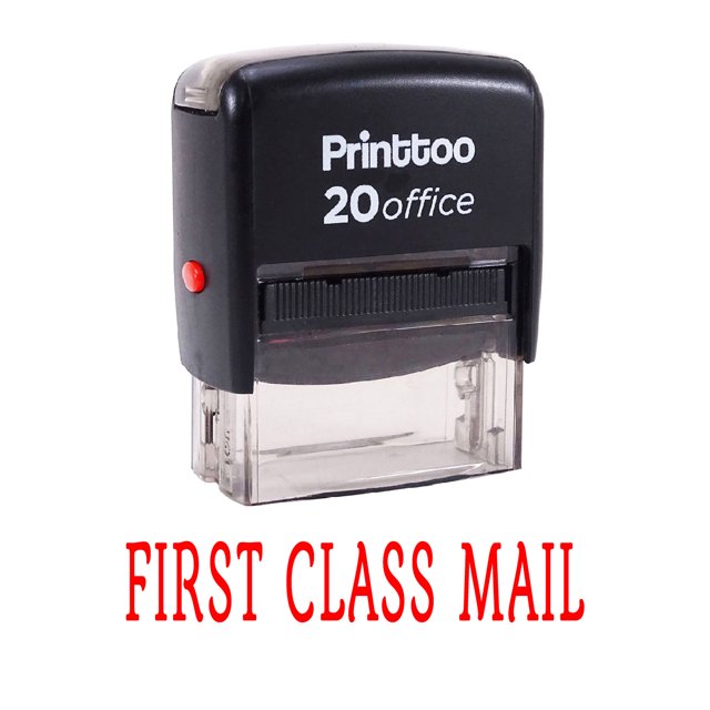 Printtoo FIRST CLASS MAIL Self Inking Rubber Stamp Office Stationary Custom Stamp-Red