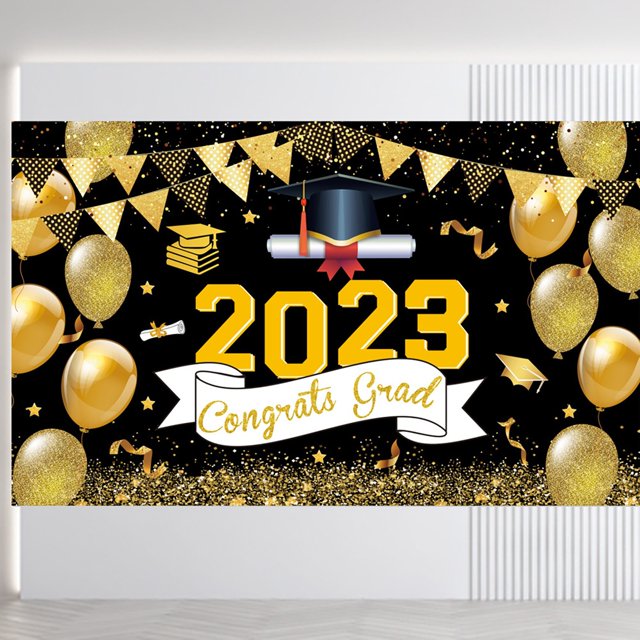 ⚡ Big Sale ! EXtraLarge Congrats Grad Banner 180x110 Cm | Graduation Party Decorations 2023 Black And Gold | Graduation Banner 2023 | Graduation Decorations Class Of 2023 | Red 2023 Graduatio