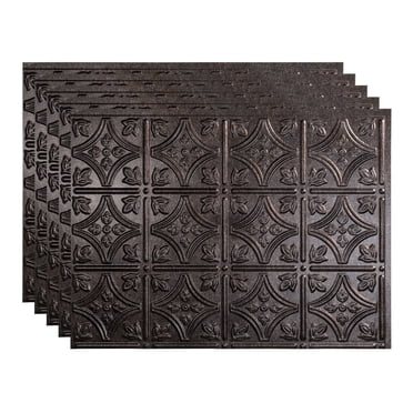 Fasade Style Traditionnel 1 Panneau de Dosseret en Vinyle 18 Po x 24 Po Étain Fumé, Lot de 5