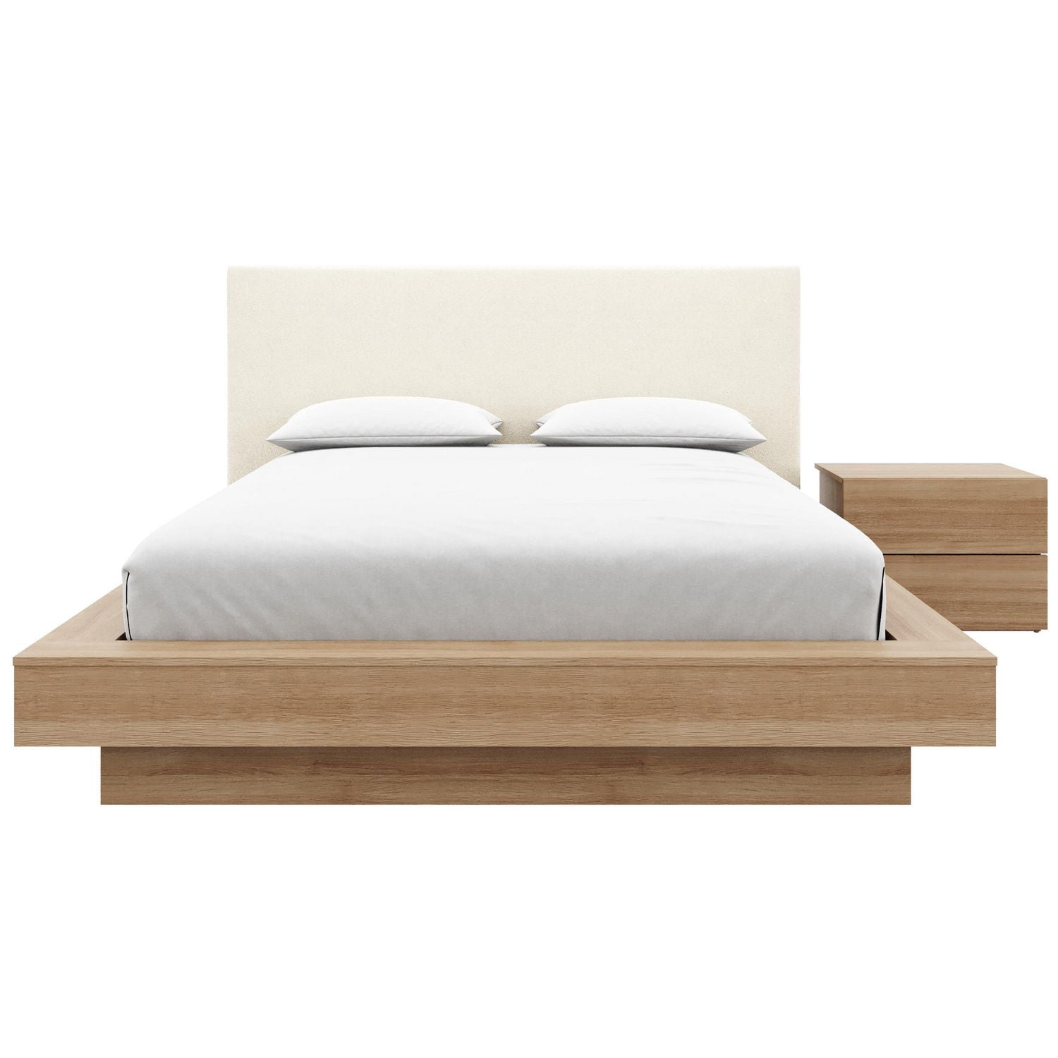 Marko 3 Piece Bedroom Set with Platform Bed, Upholstered Headboard and Nightstand