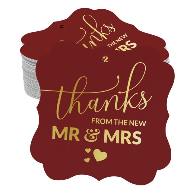 Inkdotpot Real Gold Foil Thanks From The New Wedding Tags Favor Bracket Shape Hang Pack Of 100 Paper Tags