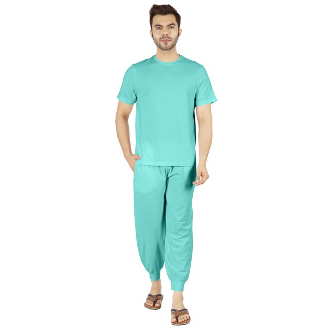 Inkmeso Ensemble de Pyjama Uni pour Hommes, Manches Courtes, Vêtement de Nuit à Col Rond, Ensemble de Pj