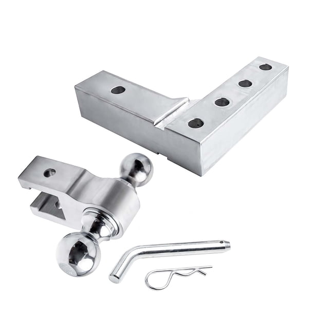 Adjustable Trailer Hitch Ball Mount Fits 2-Inch Receiver 6-Inch Drop Hitch Tow Hitch Aluminum Forged Shank 2"& 2-5/ 16"Balls ,Dependable Strength