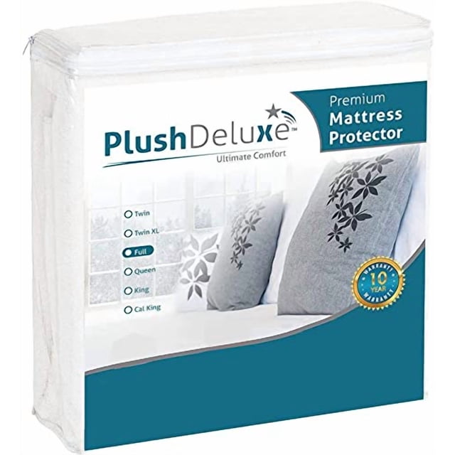 PlushDeluxe Full Cotton Mattress Protector – Waterproof Cover with Fitted Sheet Design – Soft, Durable, and Noiseless Mattress Pad for Comfortable Sleep – Easy Installation and Cleaning