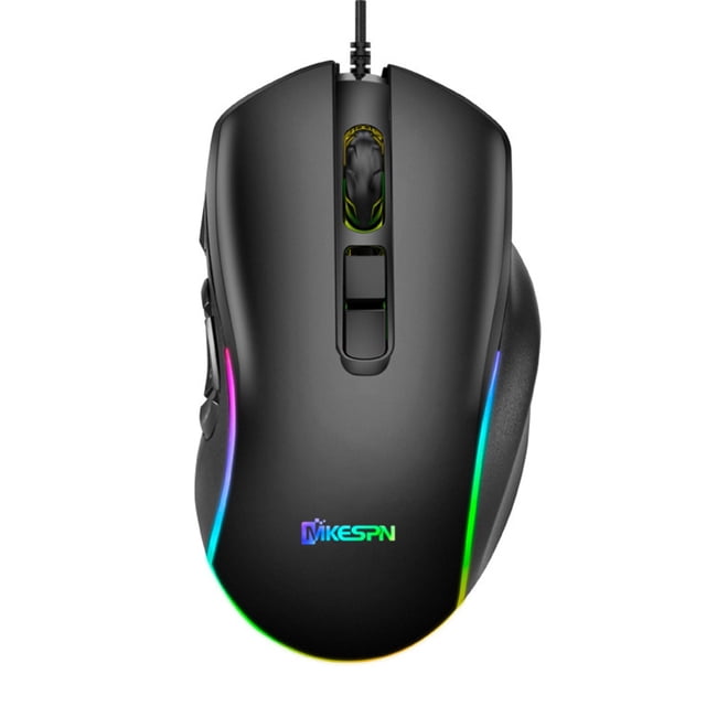 transemion Game Mouse Professional 10 Buttons RGB with Colorful Light Mouses Practical Black Accessories Home Office Gamer