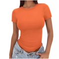 thumbnail image 1 of Meichang T-Shirts pour Femmes Coupe Ajustée Couche de Base T-Shirts Manches Courtes Col Rond T-Shirts Couleur Unie T-Shirts Basiques Confortables Légers Hauts d'Été, 1 of 5