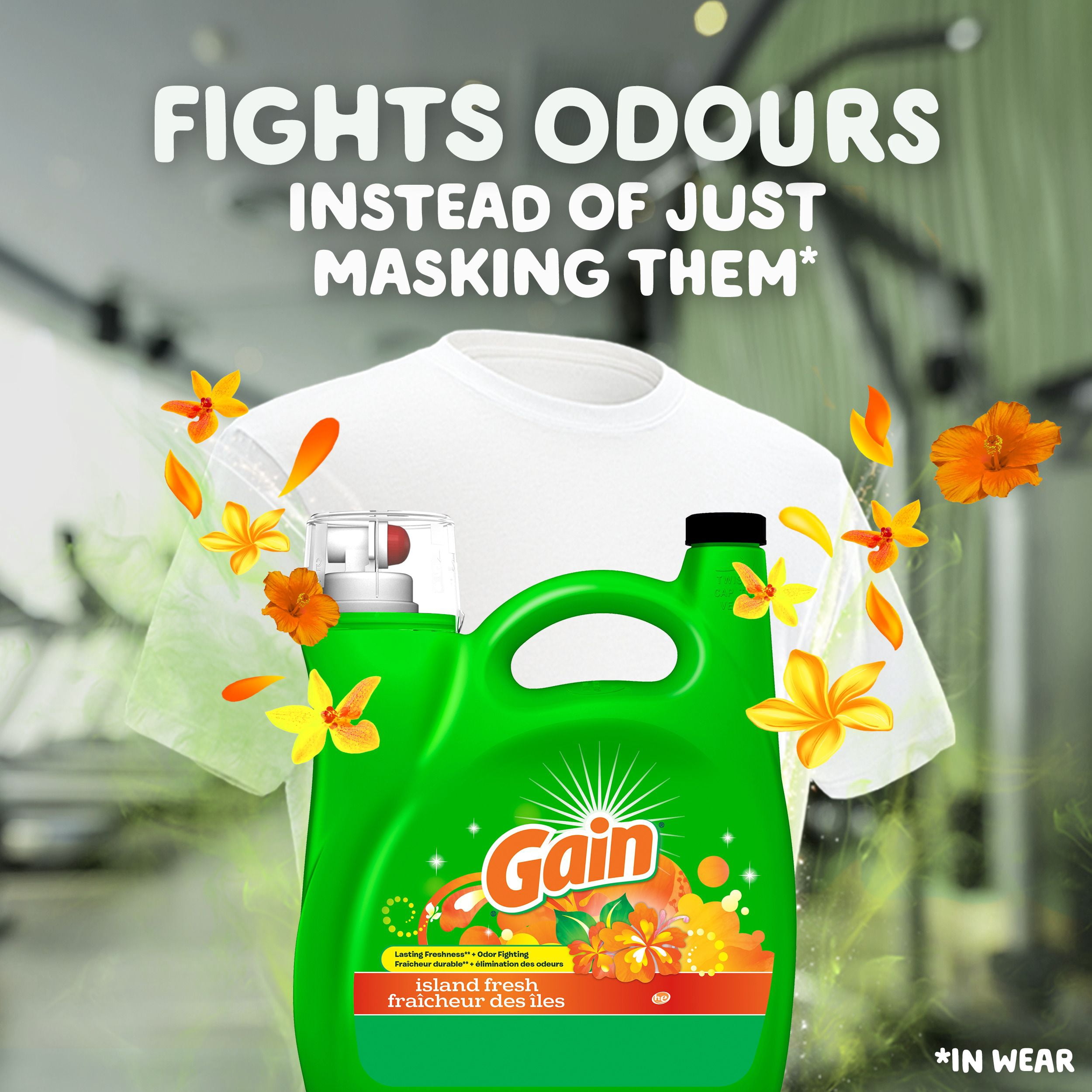 Gain Détergent Liquide à Lessive, Parfum Fraîcheur des Îles, Fraîcheur + Élimination des Odeurs, Savon Nettoyant Liquide pour Laveuse Haute Efficacité, 4.25 Litres, 100 Brassées