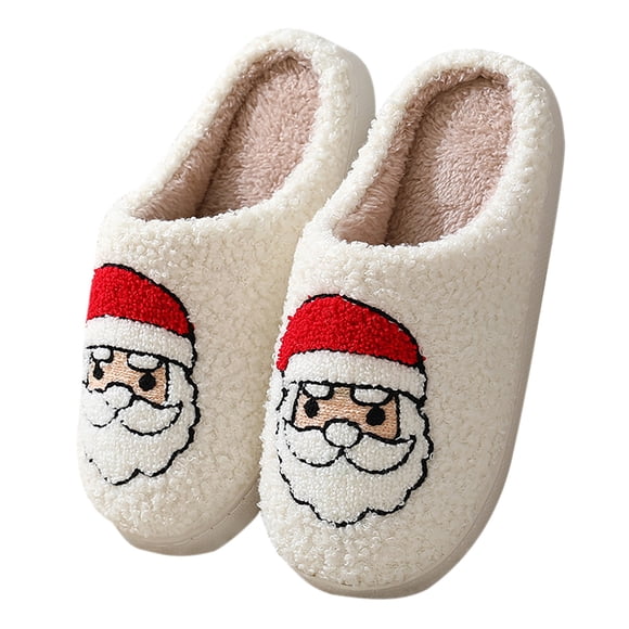 Pisexur Women's Christmas Fuzzy Slippers Cute Fuzzy Reindeer Santa Claus House Slippers Stuffed Animal Bedroom Slippers Cozy Indoor Shoes Christmas Gifts For Girls Women Girlfriend