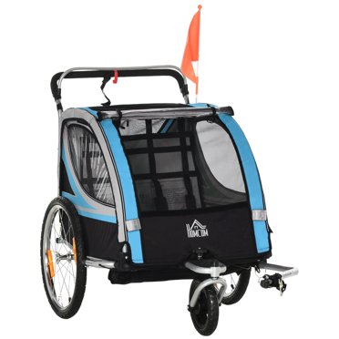 Aosom Remorque pour Vélo d'Enfant avec Rangement, Harnais à 5 Points, Poussette pour Bébé Bleu