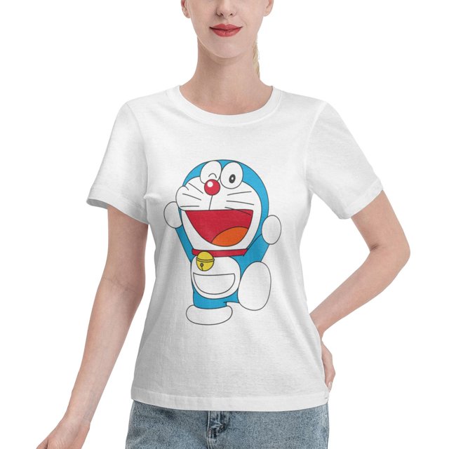 T-Shirt Basique à Manches Courtes pour Femmes Doraemon