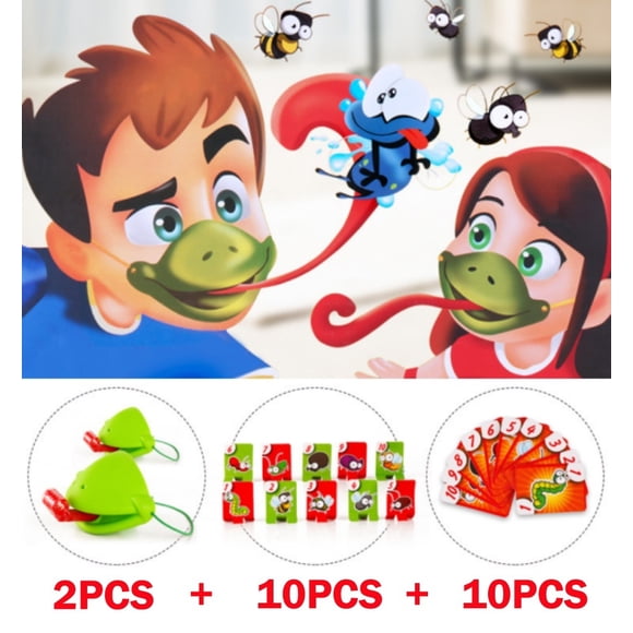 Funny Desktop Game Toys Chameleon Lizard Mask Wagging Tongue Lick Cards Board Game for Children Family Party Toys