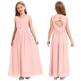 thumbnail image 3 of Miaeowve Robe de Demoiselle d'Honneur pour Fille Sans Manches en Mousseline Perlée, Robe de Demoiselle d'Honneur Junior, Robe de Fête de Mariage pour Filles, Rose, 6, 3 of 7