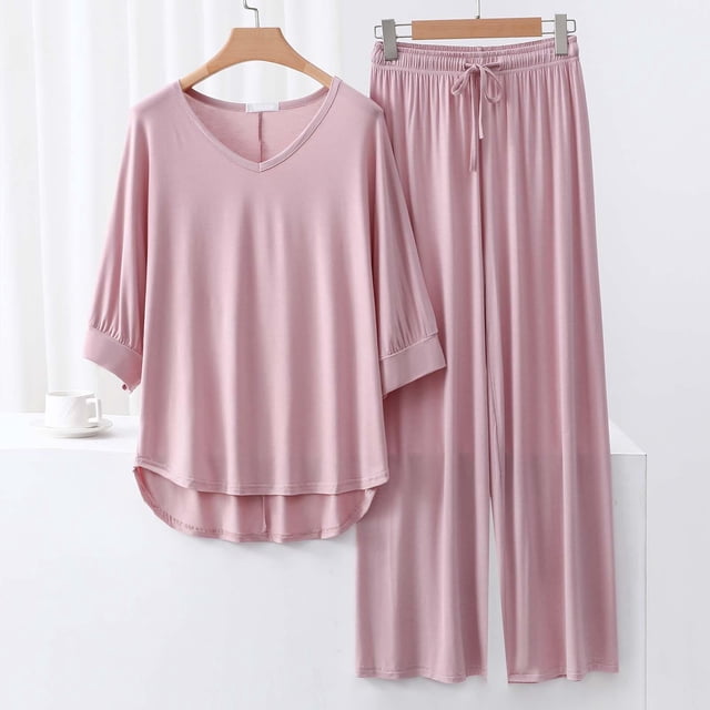 Weiqiqre Pyjamas pour Femmes Pyjamas Rafraîchissants Ensembles d'Été Assortis Manches Courtes Ensemble de Détente Femmes