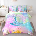 thumbnail image 1 of Little Mermaid 7 Piece Comforter Set Full Bed in a Bag,Gradient Iridescent Fish Scale Bedding Sets Ocean Marine Life Sheet Set with Comforter, 1 of 5