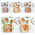 thumbnail image 5 of Walson Kids Tableware Set 5Pcs Baby Bamboo Fiber Cartoon Bowl Animal Dinnerware Set Toddler Cup Spoon Fork, 5 of 5